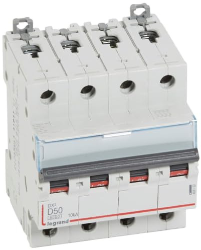 408122 Disjoncteur Tétrapolaire 50a - 4p Courbe D - 6/10ka - à Vis - Legrand Dx3