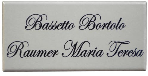 GUIZZO creart - Targa Personalizzata Nomi/Via in Ceramica, Targhetta Personalizzata Modificabile con Numero Civico Esterno, Targhetta Porta Ingresso Personalizzata Made in Italy, 10x5H cm, Bianco