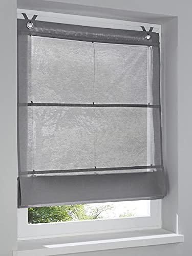 Raffrollo/Ösenrollo Kessy Bessy grau 100 * 140 cm