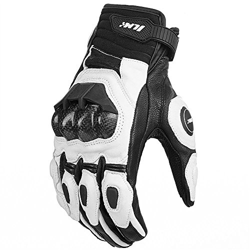 ILM Air Flow Leather Motorcycle Gloves Touchscreen for Men and Women Model-GRC01 (XL, White)