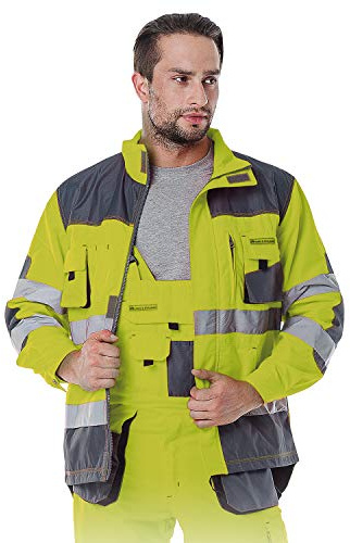 Leber&Hollman Warnjacke WARNSCHUTZ PILOTENJACKE Arbeitsjacke Warnschutzjacke Gelb (LH-FMNX-J) (XXXL)