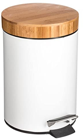 5five - mülleimer mit bambusdeckel 3l naturéo weiß