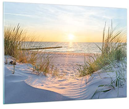 Moderne Impression sur Verre 100x70cm Image Tableau en Verre Decoration Murale dune plage mer Grand Tableaux Decoratifs Muraux Chambre Cuisine Horizontal Deco Cadre Salon Art Wall Decor GAA100x70-3989