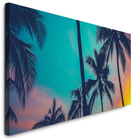 Paul Sinus Art GmbH Palmen 120x 50cm Panorama Leinwand Bild XXL Format Wandbilder Wohnzimmer Wohnung Deko Kunstdrucke