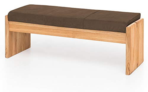 moebel-eins Scott Sitzbank Truhenbank Holzbank Massivholzbank Bank Küchenbank Garderobenbank Esszimmerbank Sitztruhe, Kernbuche, 130 cm, ohne Rückenlehne, Nougat