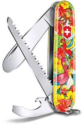 Victorinox Schweizer Taschenmesser, My First Victorinox Tier-Edition, Multitool, Swiss Army Knife mit 9 Funktionen, Klinge ohne Spitz, Schraubendreher