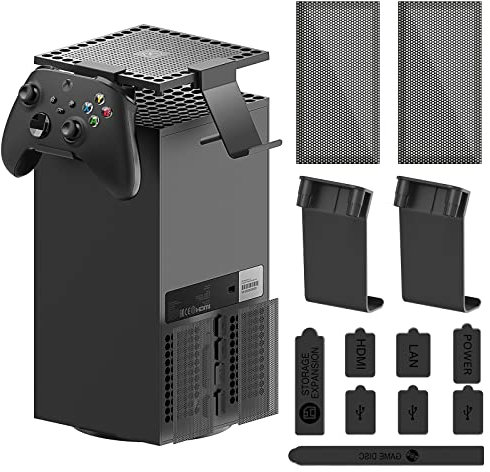 Housse Anti-poussière pour Manette Xbox Series X - Accessoires de Jeu 2 en 1 avec Couvercle de Filtre à poussière Compatible avec Console XSX et 2 Supports de Suspension pour Manette Series X et