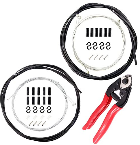 RUJOI Fahrradkabelsatz, Fahrradbremszug &Schaltzug-Umwerferkabelsatz &Bike Cable Cutter Seilbahn für Bike-Komponenten Ersatz auf MTB Cycling, Kabel Ends/Ferrules/S-Buckles enthalten.
