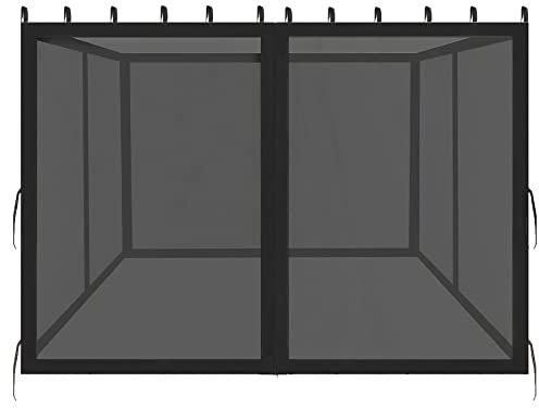 DURCOVER Universal-Ersatz-Moskitonetz, 3 x 3 m, universelles Pavillon-Netz mit Reißverschlüssen für den Außenbereich, Garten, Terrasse, Pavillon, 4 Paneele, Seitenwände, Schwarz (nur Moskitonetz)