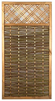 Weidenelement MIA Natur 180x90cm mit Fenster und naturbelassener Weide, Holzrahmen gebeizt