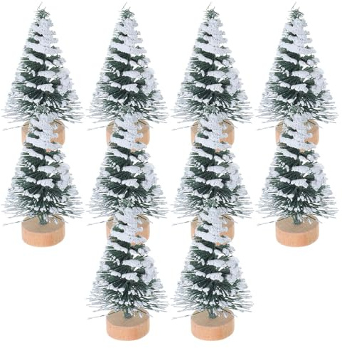BESPORTBLE 10 Stück Mini Weihnachtsbaum: 5 cm Tannenbaum Künstlicher Christbaum Dekoration mit Schneebedeckter Kiefer DIY-Ornamente für Winterlandschaft Tischdeko Weihnachtsfeier