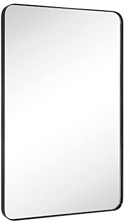 GRACTO 24x36'' Oil Rubbed Bronze Bathroom Mirror Bronze Metal Framed Rounded Rectangle Bathroom Vanity Mirror for Wall Vertical and Horizontal Hanging for Bathroom