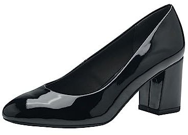 Tamaris Damen Pumps Vegan Blockabsatz; Black PATENT/schwarz; 36 EU