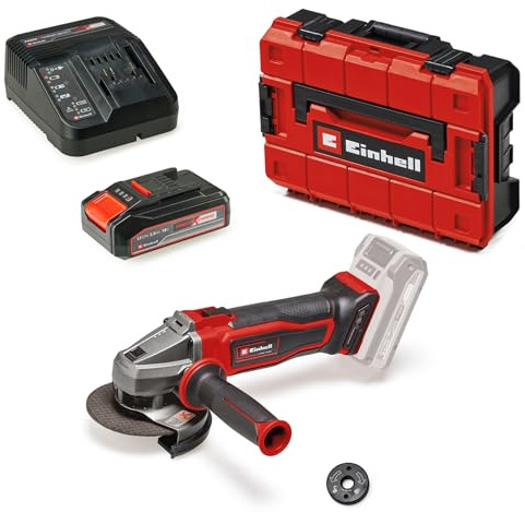 Einhell Akku-Winkelschleifer TE-AG 18/115 Q Li Power X-Change (18V, Ø115 mm, 28 mm Schnitttiefe, Quick Fix Nut, ohne Trennscheibe, inkl. 2,5 Ah Akku, Ladegerät und Koffer)