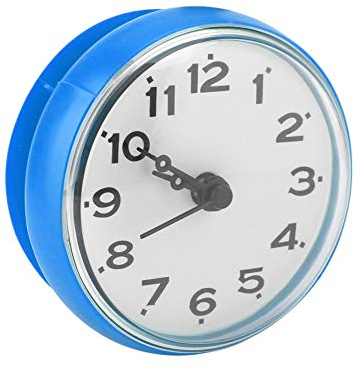 TOPINCN Orologio da Parete Ventosa Accessori Rotondi Impermeabili Orologio Mini Orologio Orologio da Camera in Miniatura Resistente all'Acqua (Blu)
