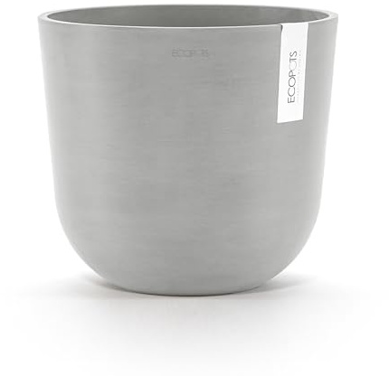 Ecopots Blumentopf Oslo Hell Grau - mit Wasserversorgung - Durchmesser Ø 25 cm rund groß - Pflanzentopf aus Recycling Kunststoff - Übertopf modern für Indoor und Outdoor