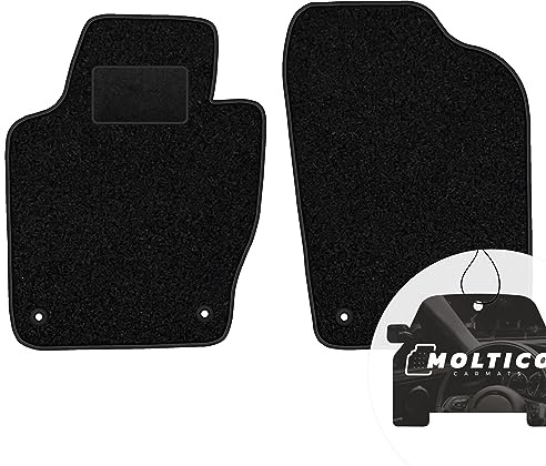 moto-MOLTICO Vorne Fußmatten Auto Velours Autoteppiche | Schwarz Automatten Set 2-teilig passend für VW Polo 6R 2009-2017