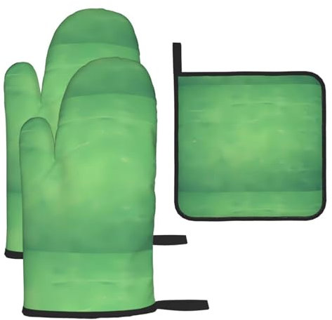 Green Dream - Set di 3 guanti e presine antiscottatura per cucina, cottura al forno e grigliate, regalo di Natale per la festa della mamma