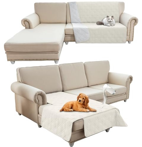 HonunG wasserdichte Haustierdecke,Sofa Decke,Hundedecke Für Unterwegs,wasserdichte Decke,Wasserfeste Decke bieten umfassende Abdeckung und Schutz für Ihre Sofa, Bett, Autositz (208x208cm,Weiß)