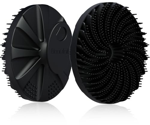 Silicone Body Scrubber, BEAUTAIL Gentle Exfoliating Shower Bath Scrubber for Men Women Sensitive Skin, Innovative Bristles Design Loofah for Lather Well, Ergonomic No-Slip Handle Brush (Black)