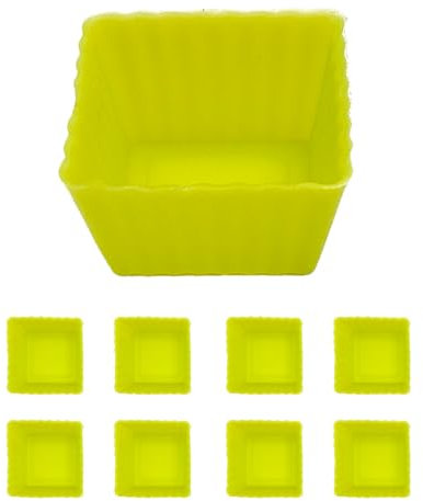 8 mini moldes de silicona para magdalenas y chocolates, reutilizables, 35 mm, moldes para freidora de aire, microondas y congelador, para hornear, almacenar, congelar (cuadrado)
