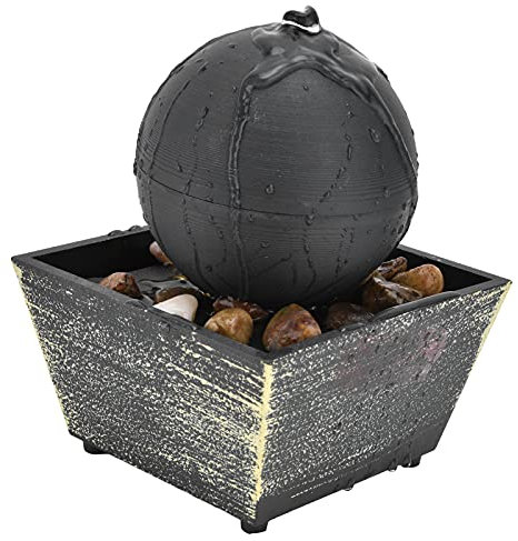 Tabletop Fountain, 3V USB LED Tabletop Fountain, Fountain Ornament Indoor Relaxation Tabletop Ball Fountain with LED Light and Decoration Stones Desktop Fountain for Home