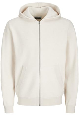 JACK&JONES JCOCALEB stickad huvtröja med dragkedja BF, Moonbeam, S