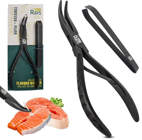 Fish Bone Pliers/Tweezers – Ergonomic Non-Slip Grip, Food-Grade Stainless Steel Deboner | Pin Bone Remover for Salmon, Trout & All Fish