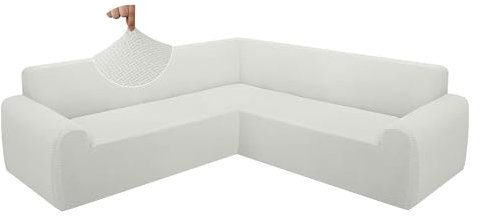 ALIECOM Extra Soft Corner Sectional Sofa Covers L Shaped Couch Cover Sectional Slipcovers with Non Slip Foams Jacquard Stretch U Shape Furniture Protector for Pets Dogs (Ash Grey, X-Large)