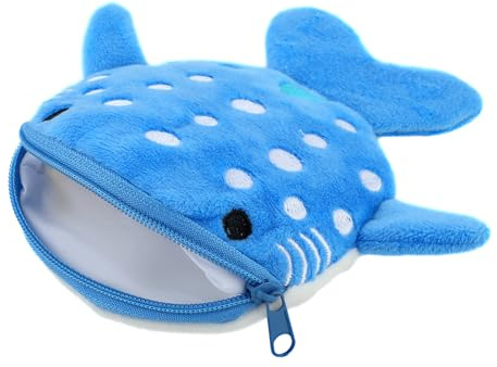 1 Pcs Shark Coin Purse, Mabor Plush Coin Pouch Cute Small Kawaii Wallet with Zipper Keychain Small Embroidered Funny Sea Cartoon Animal Change Purse for Women