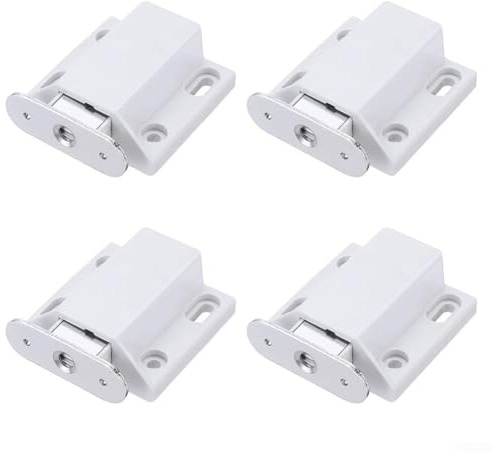 YUANGANG 4 Stück Magnetischer Druckverschluss für Türen, Schubladen und Schränke, Magnetschnäpper Magnet Drucktüröffner Schrank Türöffner Einfache Installation (weiß)