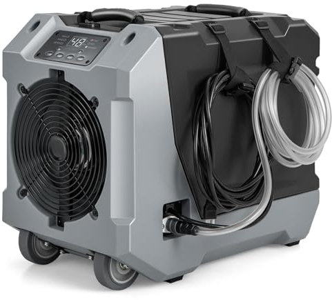 COSTWAY Déshumidificateur Commercial 85L/Jour, Déshumidificateur avec Pompe et Tuyau de Vidange Dégivrage Automatique 2 Roues et Poignée Rétractable, pour Vide Sanitaire Sous-sol (Noir)