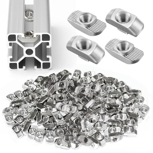 100 Stück Nutensteine M5 Nut 6,Kohlenstoffstahl T-Nut Schiene Hammerkopfschrauben,Nutenstein für 20-Serie Aluminiumprofil,für Aluminiumprofil Extrusionsschlitz