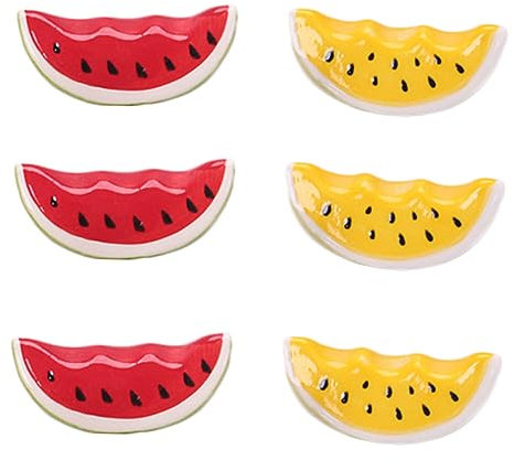 FELTECHELECTR 6pcs Unique Watermelon Shape Chopstick Holder Ceramic Stands for Table Decor