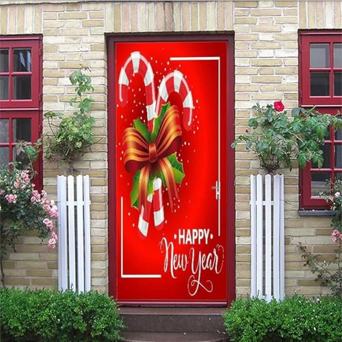 Türbekleben Weihnachten Türtapete, Selbstklebend TürPoster Weihnachten Türbilder, 3D Fototapete Türfolie Poster Tapete Türaufkleber Tür Tapeten 95 x 215 cm q1857
