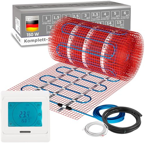 VILSTEIN Elektrische Fußbodenheizung 150W/m² - Bodenheizung Elektrisch geeignet für Laminat, Fliesen & mehr - Elektro Fussbodenheizung - Elektrische Heizmatte Fußboden - 15m²