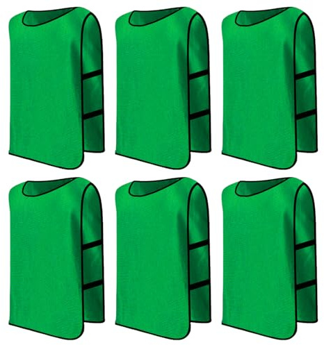 6 Pack Chasuble Football Adulte, Fußball Leibchen Set, Chasuble de Entraînement Sport, Gilet Sport Adultes Maillots, Trainingsleibchen, Training Gilets pour la Pratique Basket, Size xl (Vert gazon)