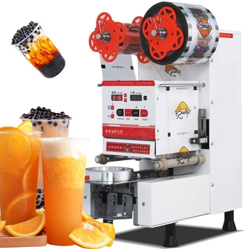 YYLHJW Machine de scellement de Tasse 90/95 mm Machine à thé Automatique 540-760 Tasses/h sceller scellant numérique Contrôle LCD Panneau électrique Sceller (White)