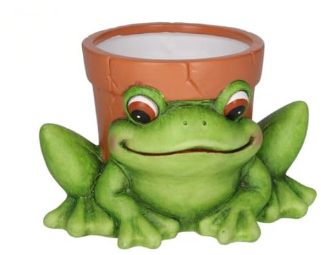 Gissed Maceta Decorativa con Rana Verde, Diseño de Jardín, 13,5x17,2x10,8 cm, Terracota