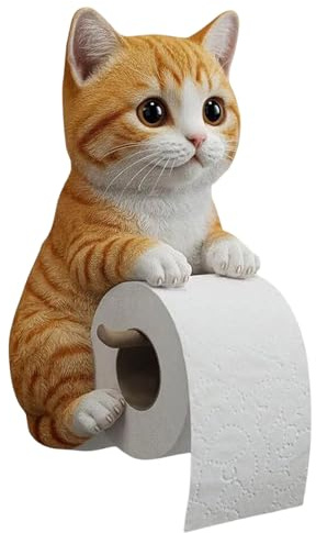 Katzen-Toilettenrollenhalter, 3D-realistischer Harz-Kätzchen-Papierhandtuchhalter, lustiger wandmontierter Taschentuchspender für Badezimmer, Neuheit Toilettenpapierhalter für Katzenliebhaber
