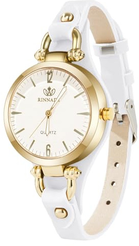 OFFCUP Women's Leather Quartz Watch, Thin Strap Ladies Watches | Analog Quartz Watches with Retro Dial, 3 Hand Quartz Watch, Premium Fashion Wrist Watch for Women Ladies Girls