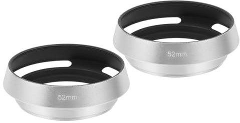 PATIKIL 2 Pezzi Paraluce 52mm Paraluce Universale in Metallo Cavo Argento | Curvato Filettato Ventalizzato, per Fujifilm per Nikon per Pentax