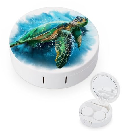 fkgvwo Contact Lens Case Green Turtle Contact Lens Holder Box Container Soak Storage Kit