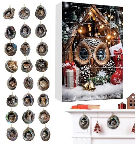 Calendario 'avvento degli animali, 24 giorni, conto alla rovescia, in acrilico 2D, calendario 'albero e conto alla rovescia, per bambini, ragazze, feste, finestre, balconi