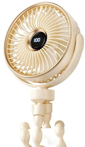 Oxxggkao Ventilador portátil de pulpo con pantalla digital USB C recargable de 5 velocidades para cochecitos al aire libre, viajes, uso del bebé, trípodes portátiles de pulpo con pantalla digital