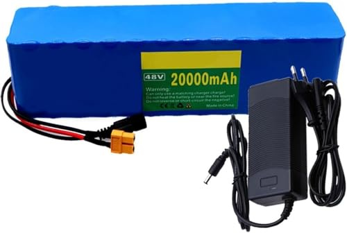 Ebike Akku 48V 20AH, Elektrofahrräder Batterie Akku 48V 20000MAH 13S3P eingebauter BMS wasserdichter PVC-Akku mit Ladegerät für 200W 350W 500W 750W 1000W Motoren