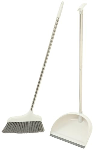 FIXOSHEE Juego de Escoba y Recogedor de Plástico y Pet Escoba Flexible de Tamaño Mediano Kit de Limpieza Doméstica para Interiores y Exteriores Adecuado para Suelos y Rincones