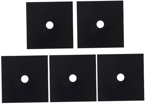 BESPORTBLE Lot de 5 Tapis de Protection pour Brûleurs de Cuisinière à Gaz, 27 X 27 Cm, Noir Épais 0,2 Mm, Réutilisables, Antiadhérents, Adaptés pour Plaques de Cuisson Gaz, Entretien Facile
