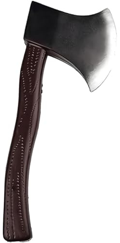 MFUOE Fake Axe Foam Axe Toy Props Plastic Prop Fancy Dress Accessory Wicked Costumes Adult Choping Axe Woodsman Axe With Brown Handle for Halloween,Cosplay