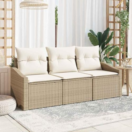 FWIKDUN Modernes Gartensofa-Set für Terrasse, stilvolles Rattansofa für Garten und Terrasse, wetterfestes Sofaset für den Außenbereich, Gartenmöbel-Set mit Stahlrahmen und Abdeckung,